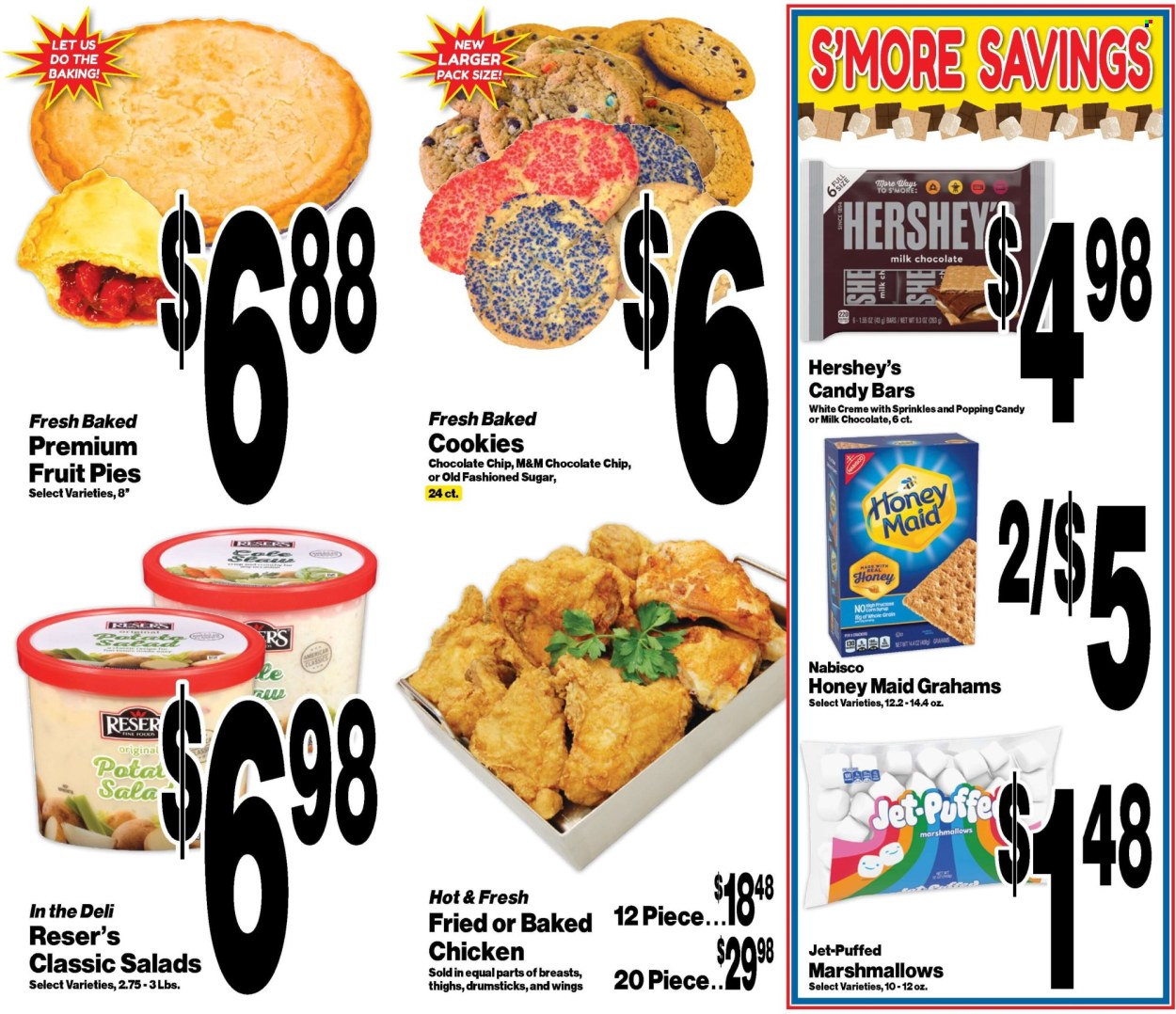 thumbnail - Super Saver Flyer - 06/26/2024 - 07/04/2024 - Sales products - salad, Hershey's, cookies, graham crackers, M&M's, candy bar, Nabisco, bars, sugar, sprinkles, Honey Maid. Page 6.