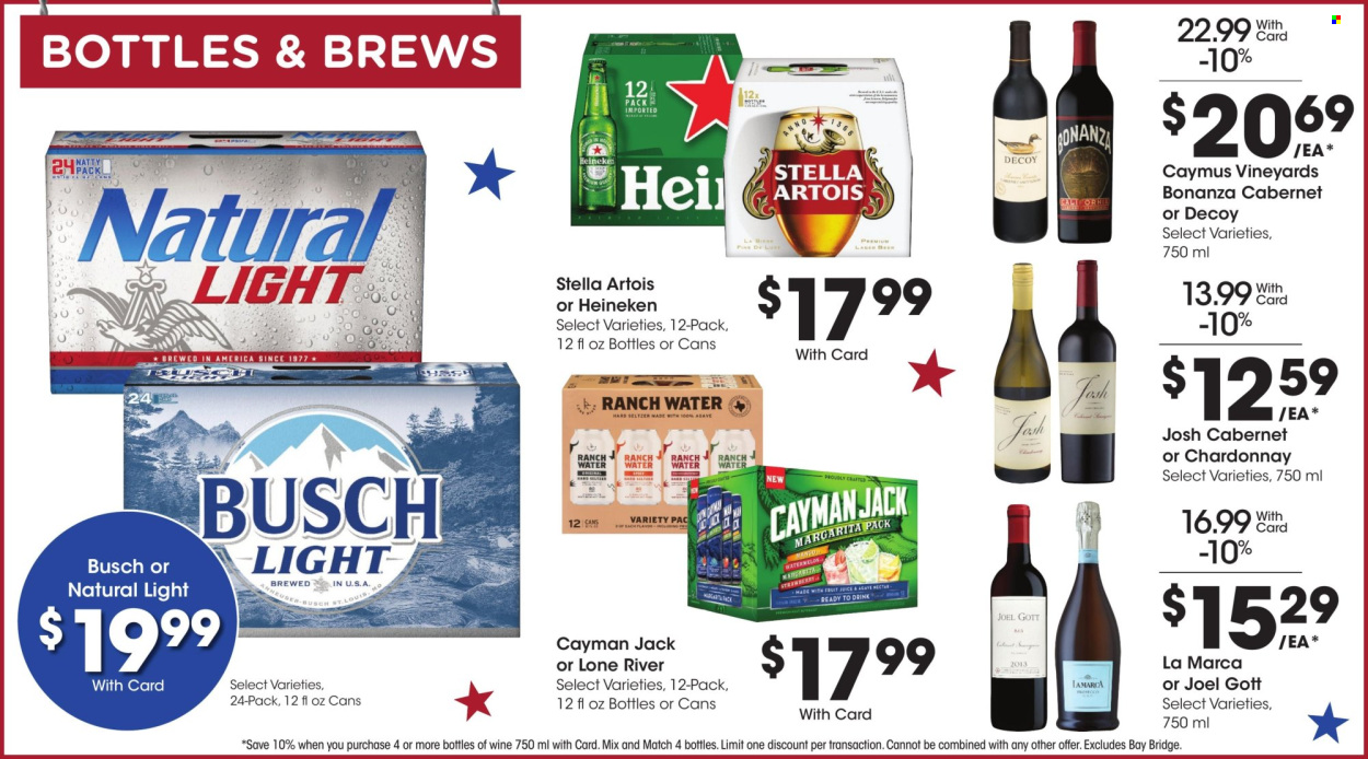 thumbnail - Kroger Flyer - 06/26/2024 - 07/04/2024 - Sales products - beer, Stella Artois, Heineken, wine, alcohol, white wine, Chardonnay, Busch. Page 8.