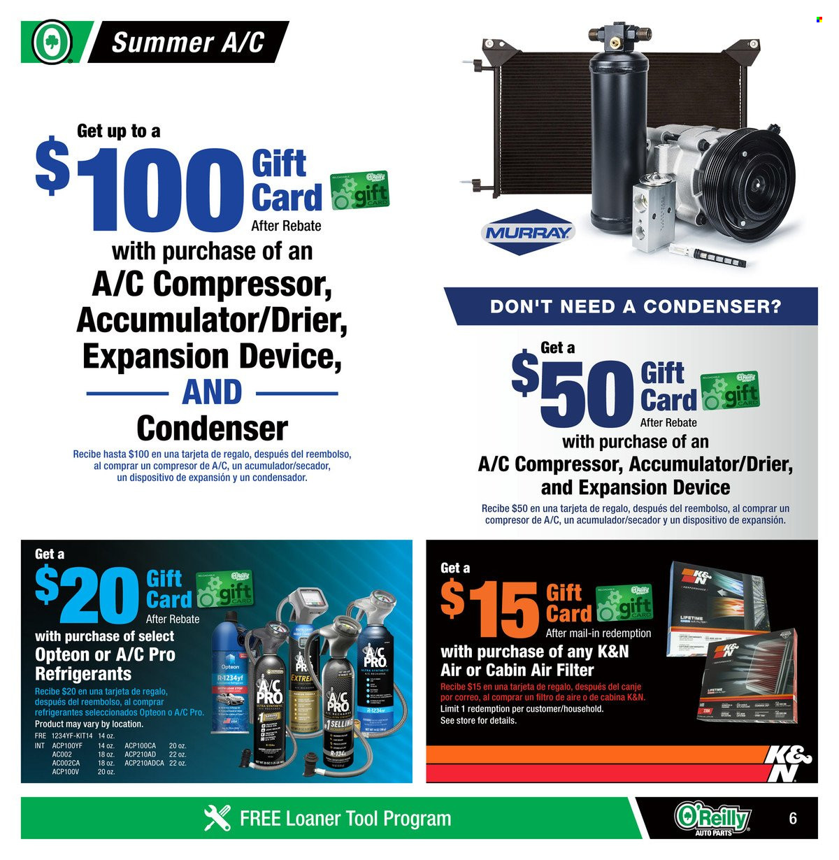 thumbnail - O'Reilly Auto Parts Flyer - 06/26/2024 - 07/30/2024 - Sales products - compressor, air compressor, air filter. Page 6.