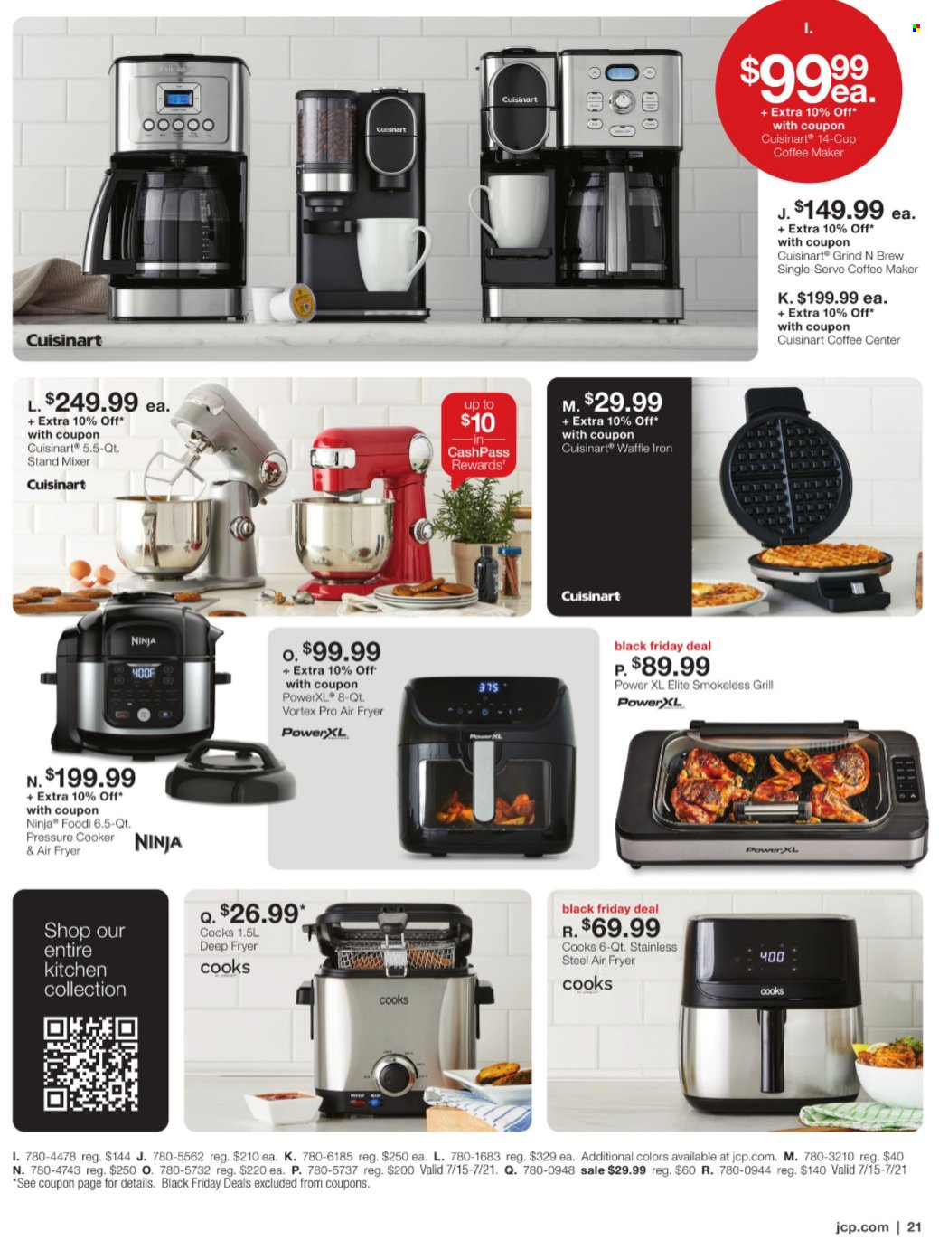 thumbnail - JCPenney Flyer - 07/15/2024 - 08/11/2024 - Sales products - pressure cooker, Cuisinart, coffee machine, deep fryer, mixer, stand mixer, air fryer, iron. Page 20.