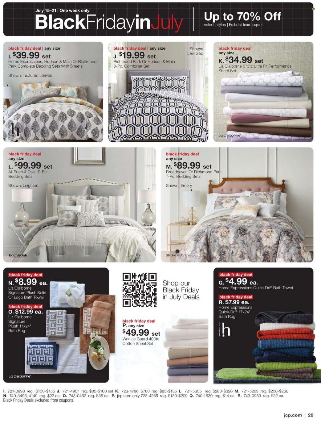 thumbnail - JCPenney Flyer - 07/15/2024 - 08/11/2024 - Sales products - bedding, comforter, bath mat, bath towel, towel, rug. Page 28.