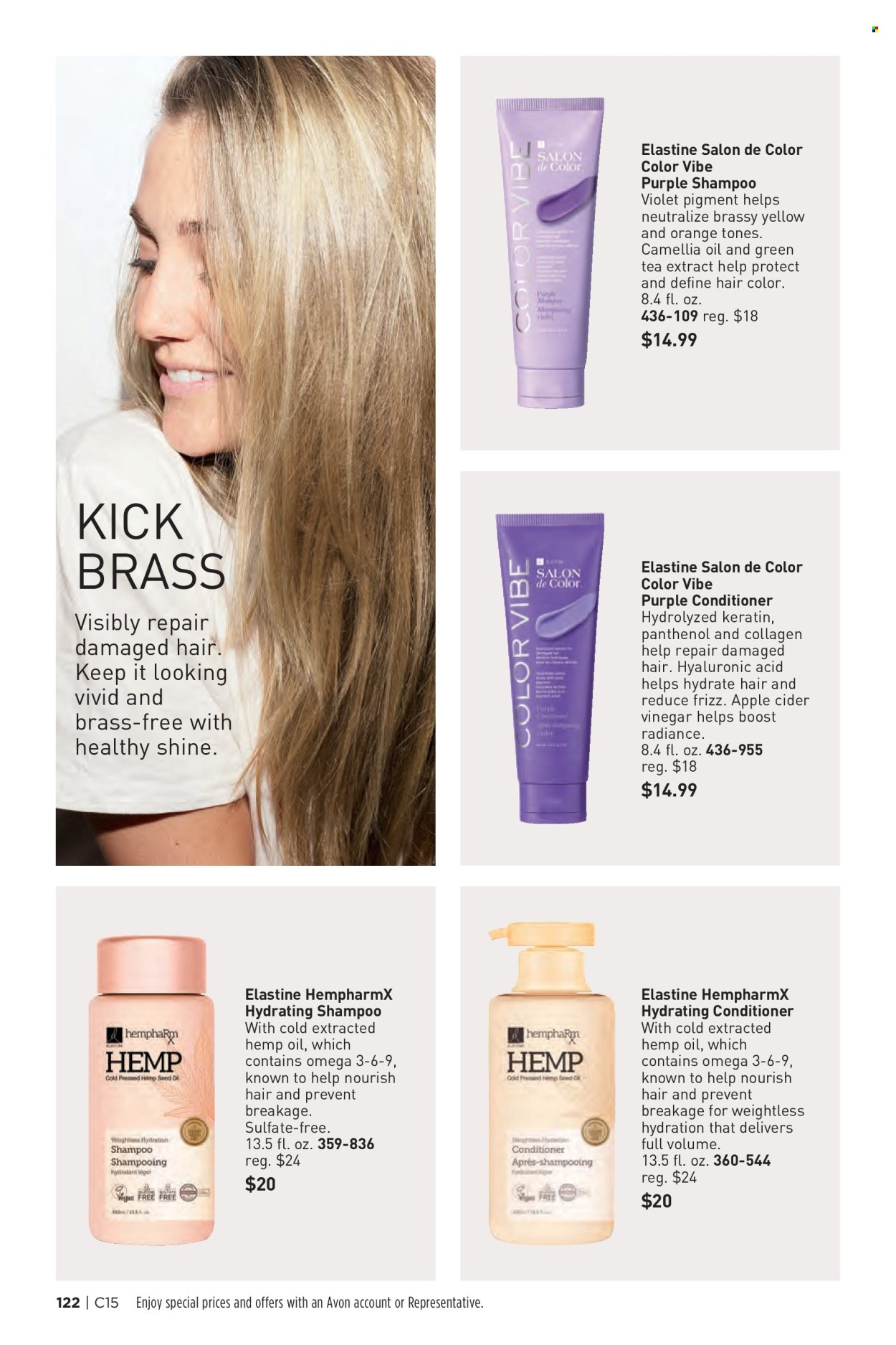 thumbnail - Avon Flyer - 07/17/2024 - 07/30/2024 - Sales products - shampoo, Avon, conditioner, hair color. Page 122.
