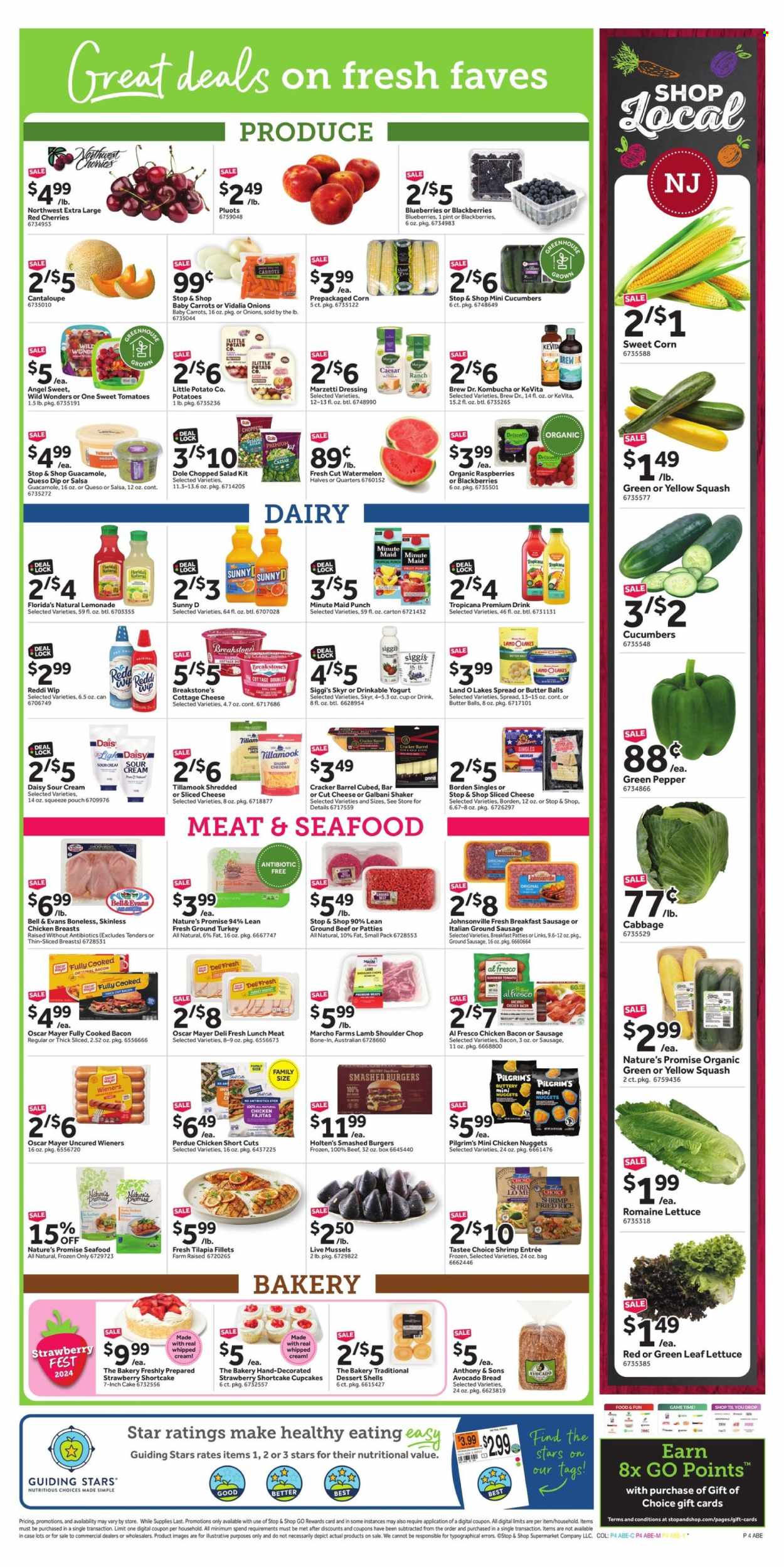 thumbnail - Stop & Shop Flyer - 07/19/2024 - 07/25/2024 - Sales products - bagels, buns, burger buns, Sara Lee, waffles, potatoes, Dole, beef meat, roast beef, roast, mac and cheese, pizza, chicken roast, pasta, Lean Cuisine, Bertolli, Boar's Head, ready meal, hummus, greek yoghurt, Oreo, probiotic yoghurt, Activia, Parmalat, Oikos, Dannon, Danimals, snack bar, creamer, almond creamer, ice cream bars, Mickey Mouse, Enlightened lce Cream, Blue Bunny, popsicle, frozen smoothie, Stouffer's, parmigiana, Ore-Ida, Nestlé, biscuit, sweets, penne, BBQ sauce, sauce, extra virgin olive oil, olive oil, oil, corn syrup, syrup, smoothie. Page 4.