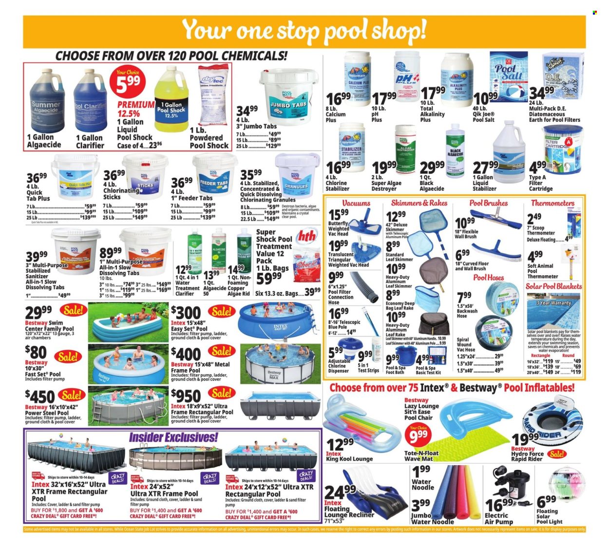 thumbnail - Ocean State Job Lot Flyer - 07/18/2024 - 07/25/2024 - Sales products - noodles, thermometer, dispenser, blanket, tote, chair, Intex, gauge, pool salt, pool chemicals, pool accessories, rake. Page 3.