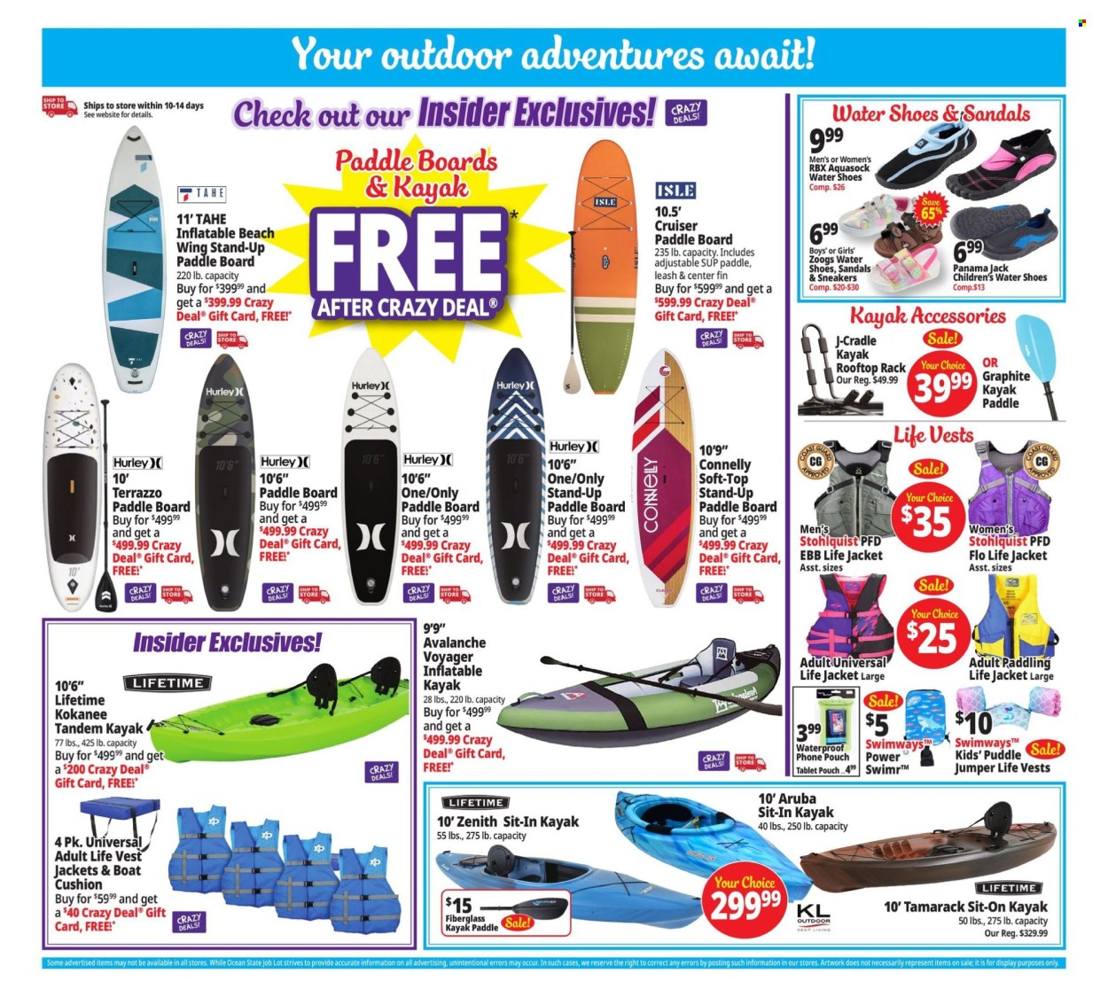 thumbnail - Ocean State Job Lot Flyer - 07/25/2024 - 07/31/2024 - Sales products - sandals, shoes, sneakers, RBX, water shoes, cushion, leash, vest, sweater. Page 11.
