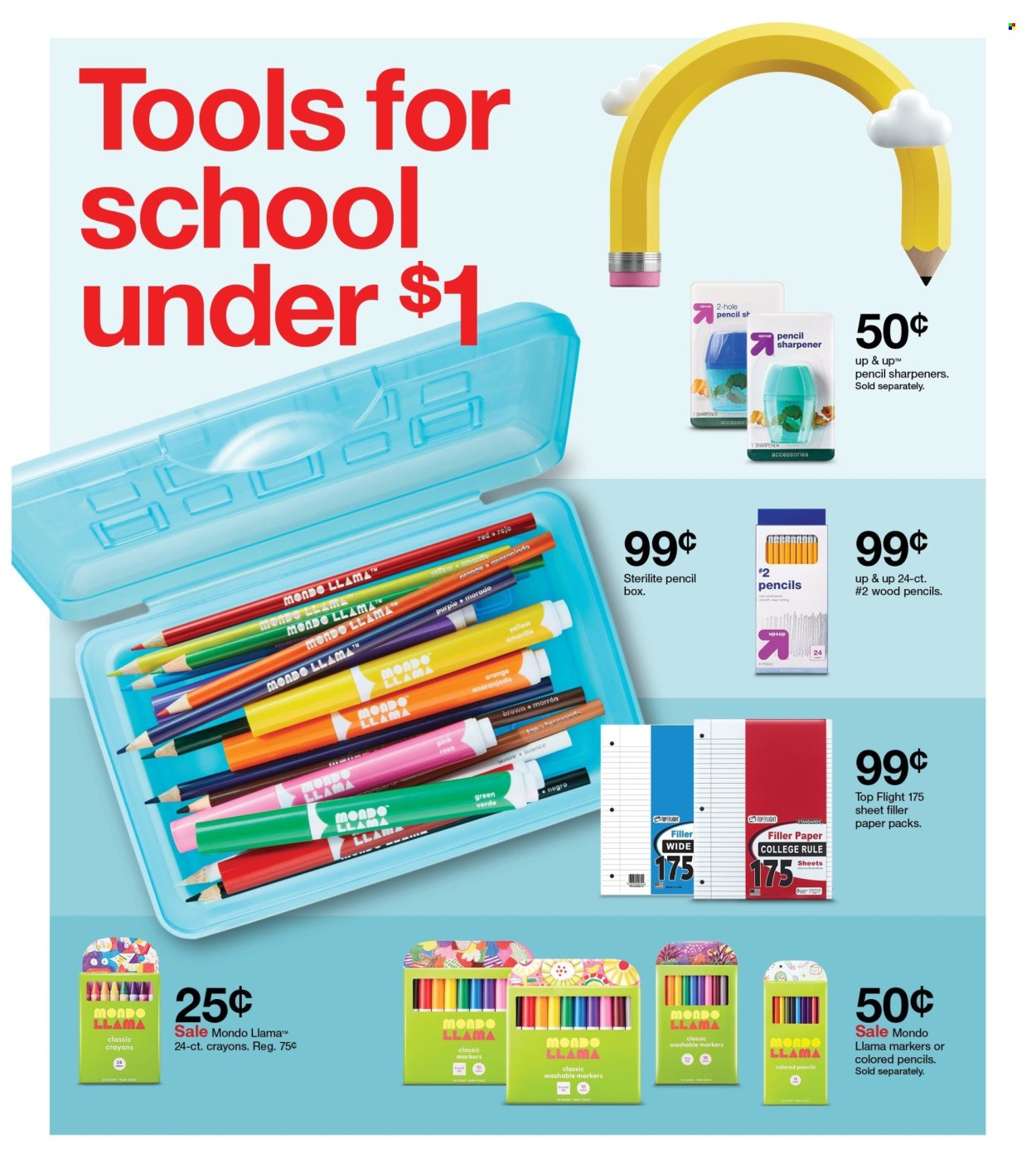 thumbnail - Target Flyer - 07/28/2024 - 08/03/2024 - Sales products - sharpener, pin, marker, paper, colored pencil. Page 13.