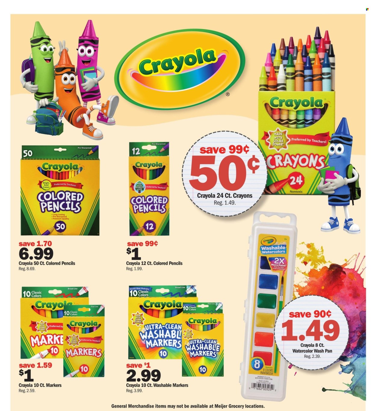 thumbnail - Meijer Flyer - 07/28/2024 - 08/03/2024 - Sales products - marker, crayons, pencil, colored pencil, pan. Page 4.