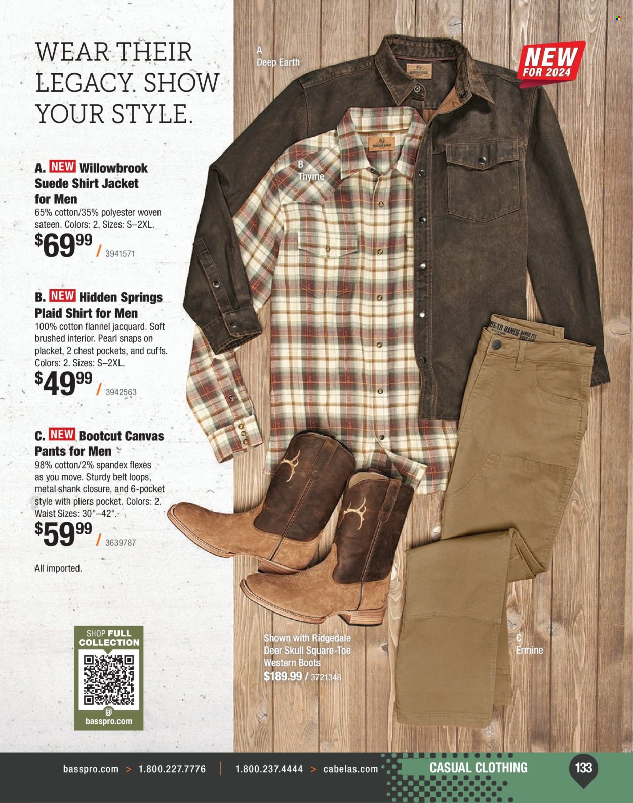 thumbnail - Bass Pro Shops Flyer - Sales products - boots, western boots, jacket, pants, shirt. Page 133.