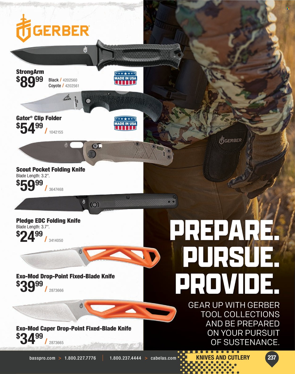 thumbnail - Cabela's Flyer - Sales products - Gerber, folding knife. Page 237.