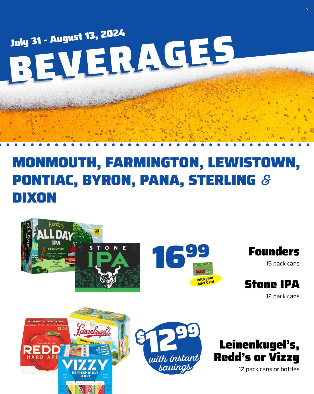 thumbnail - County Market Flyer - 07/31/2024 - 08/13/2024 - Sales products - lemons, lard, sugar, Hard Seltzer, beer, IPA, Leinenkugel's. Page 7.