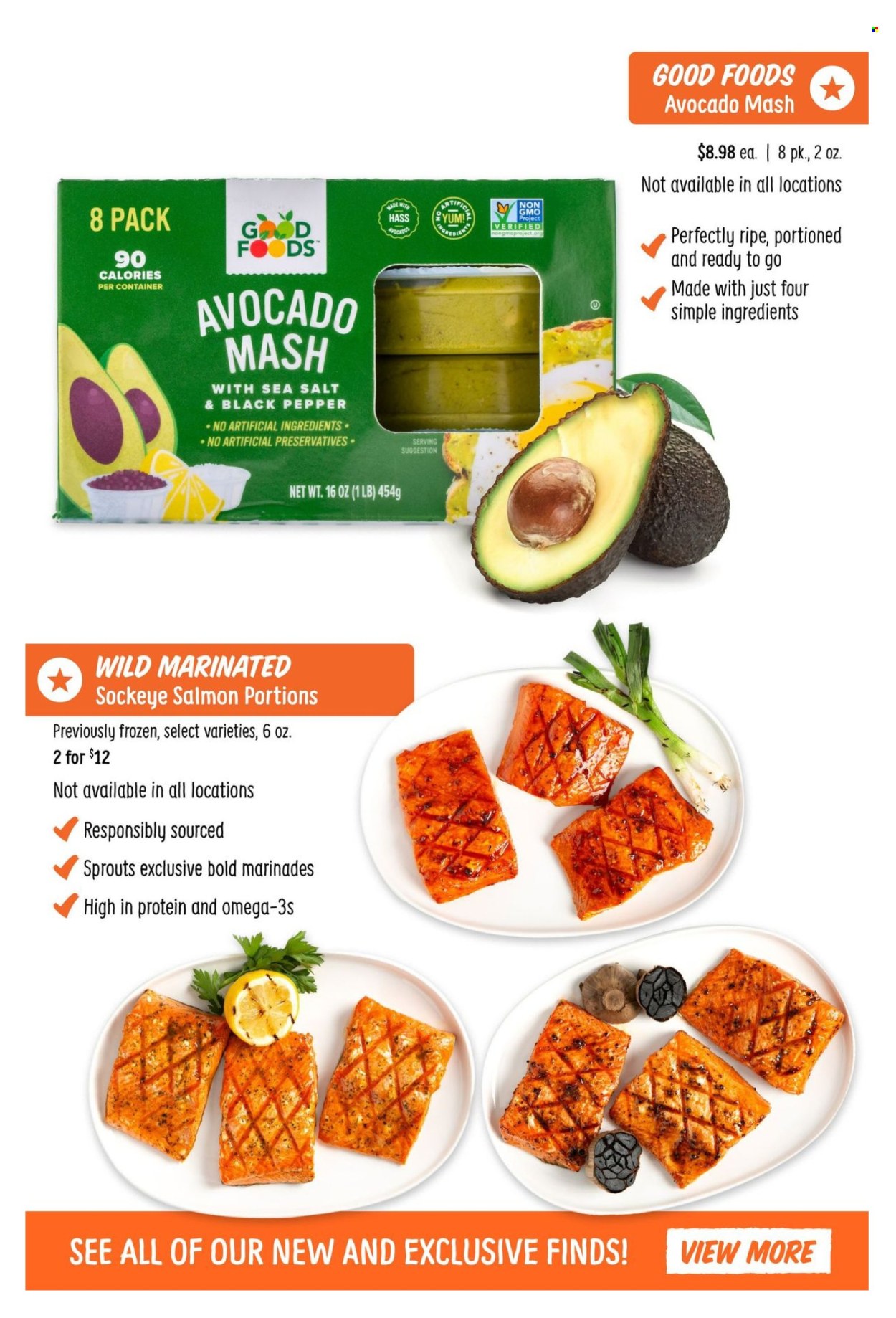 thumbnail - Sprouts Flyer - 08/07/2024 - 08/13/2024 - Sales products - sprouts, avocado, salmon, marinade. Page 10.