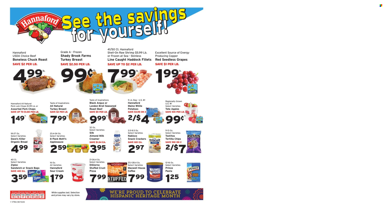 Hannaford ad - 09/15/2024 - 09/21/2024. Page 1