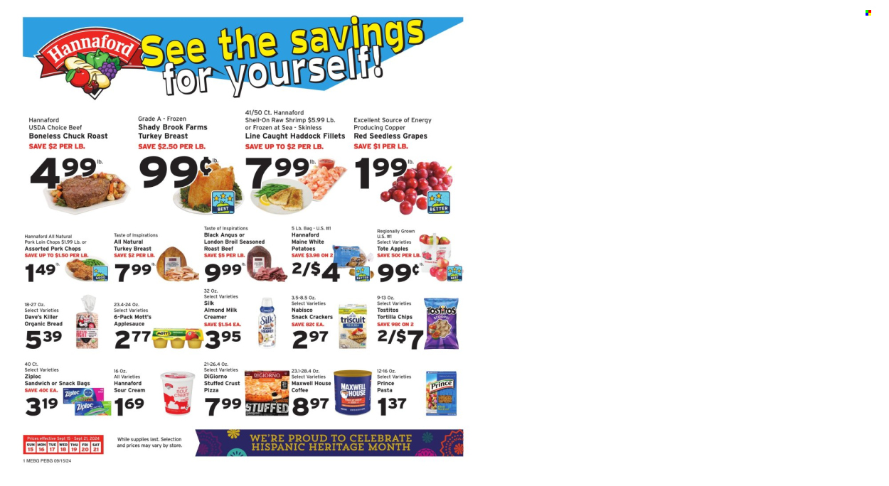 Hannaford ad - 09/15/2024 - 09/21/2024. Page 1