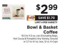 Bowl & Basket Coffee - 10.3 to 11.3 - oz. can Any Variety, Ground or 3.7 to 4.1 - oz. box, 12 - ct. K - Cups