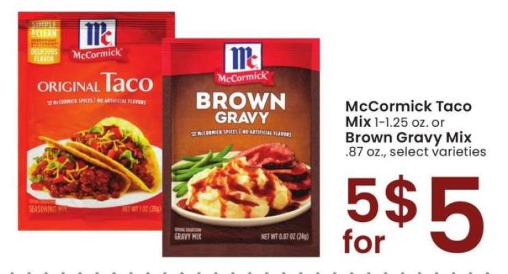 McCormick Taco Mix 1-1.25 oz. or Brown Gravy Mix. 87 oz. - select varieties