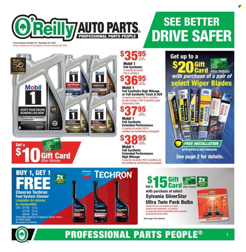 O'Reilly Auto Parts Flyer - 10/30/2024 - 11/26/2024.