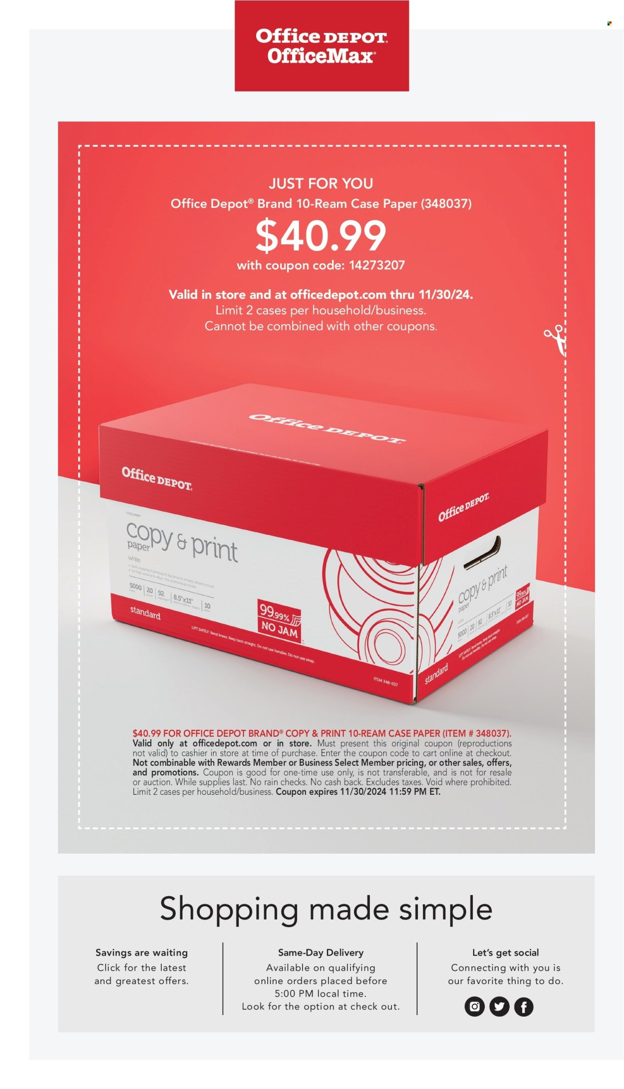 Office DEPOT ad - 11/01/2024 - 11/30/2024. Page 1