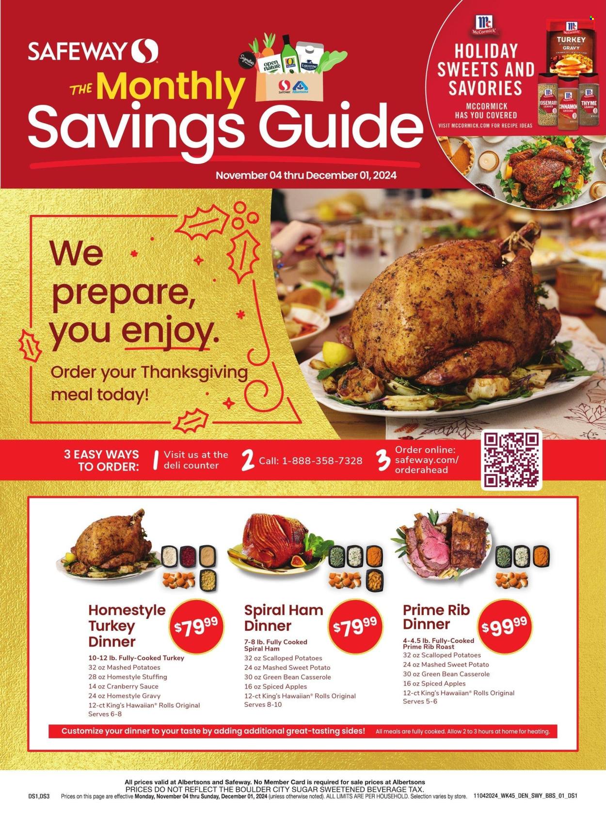 Safeway ad - 11/04/2024 - 12/01/2024. Page 1