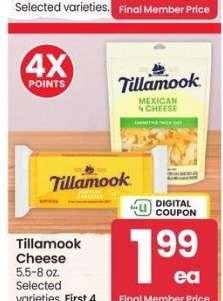 Tillamook Cheese - 5.5-8 oz. Selected varieties.