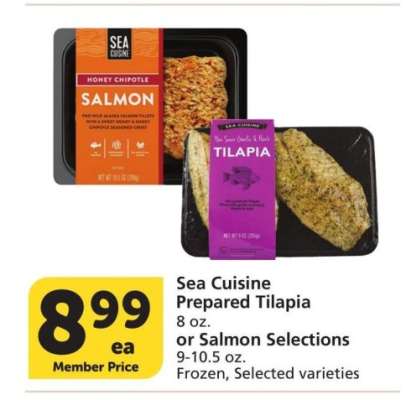 Sea Cuisine Prepared Tilapia 8 oz. or Salmon Selections 9-10.5 oz. - Frozen, Selected varieties