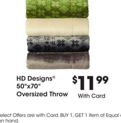 HD Designs® 50" x70" Oversized Throw