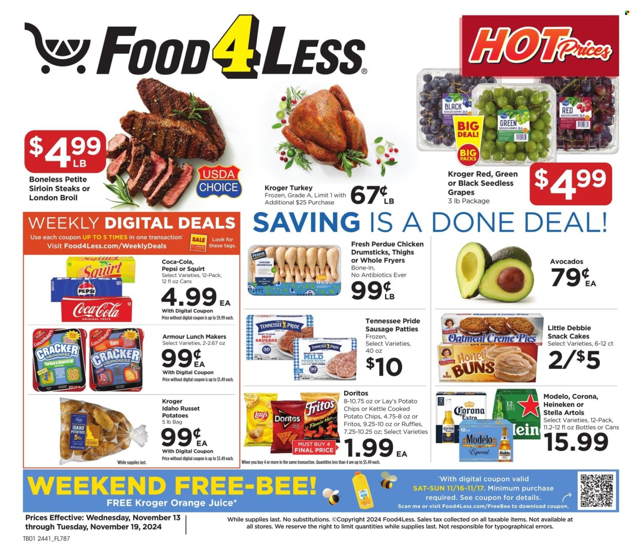 Food 4 Less ad - 11/13/2024 - 11/19/2024. Page 1