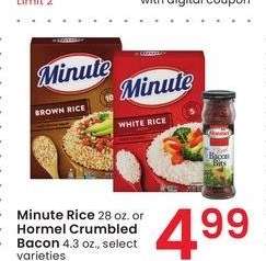 Minute Rice 28 oz. or Hormel Crumbled Bacon 4.3 oz. - select varieties