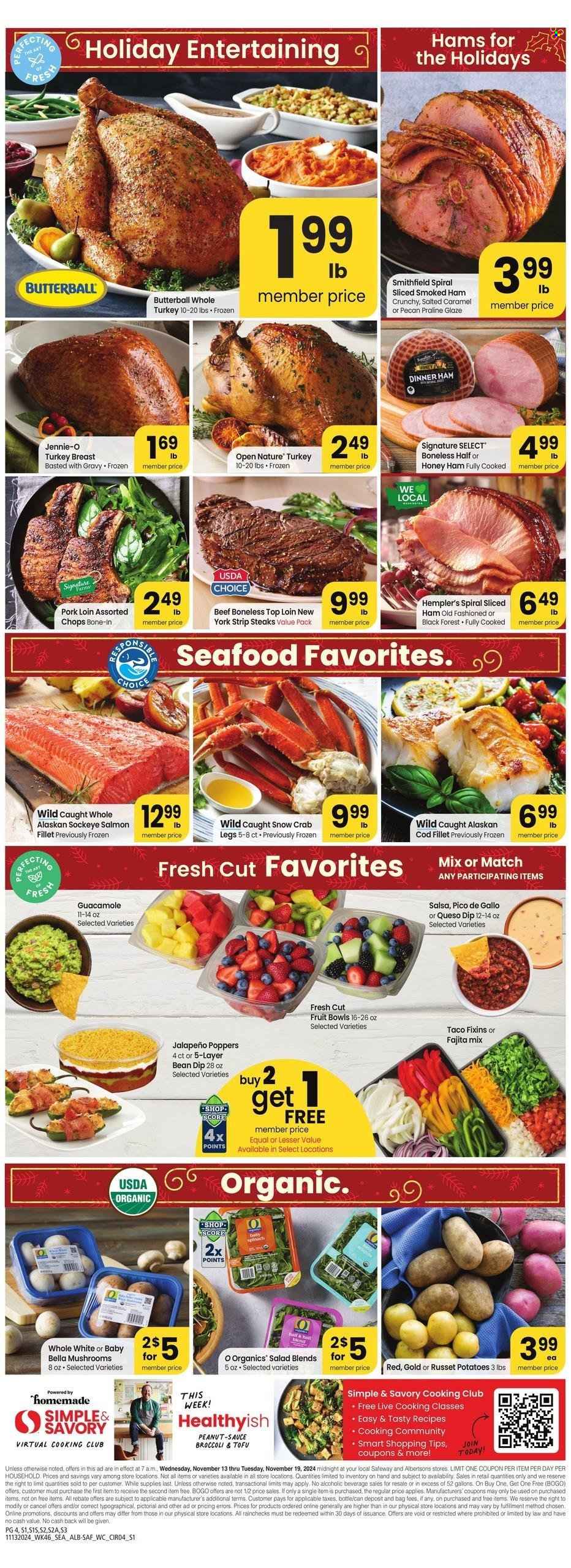 Safeway ad - 11/13/2024 - 11/19/2024. Page 1