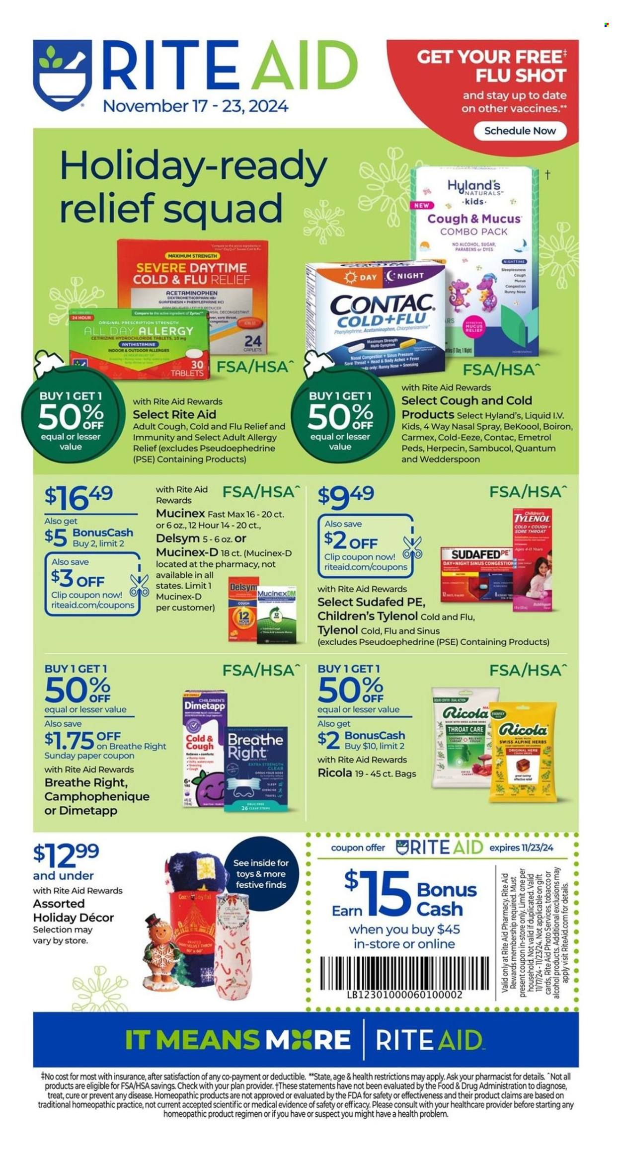 RITE AID ad - 11/17/2024 - 11/23/2024. Page 1