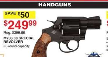 M206 38 SPECIAL REVOLVER - • 6 round capacity