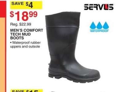 SERVUS MEN'S COMFORT TECH MUD BOOTS - • Waterproof rubber uppers and outsole