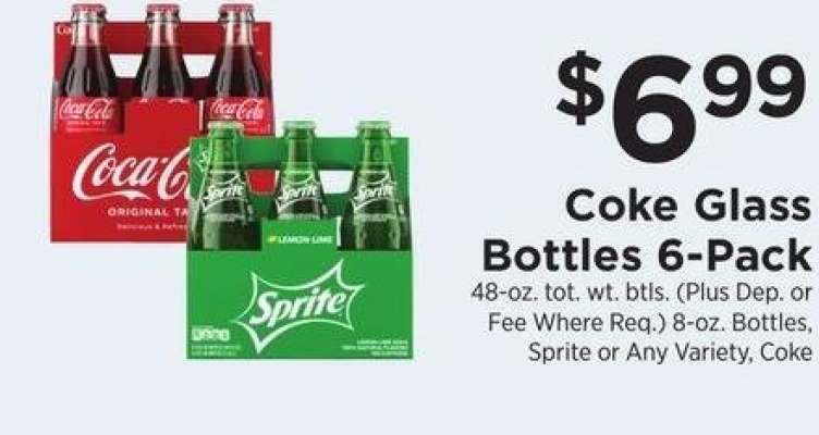 Coke Glass Bottles 6-Pack - 48-oz. tot. wt. btls. 8-oz. Bottles,
Sprite or Any Variety, Coke