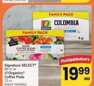 Signature SELECT® 80 ct or O Organics® Coffee Pods 72 ct - Select Varieties