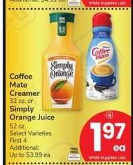 Coffee Mate Creamer 32 oz. or Simply Orange Juice 52 oz. - Select Varieties