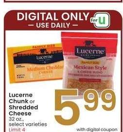 Lucerne Chunk or Shredded Cheese - 32 oz., select varieties