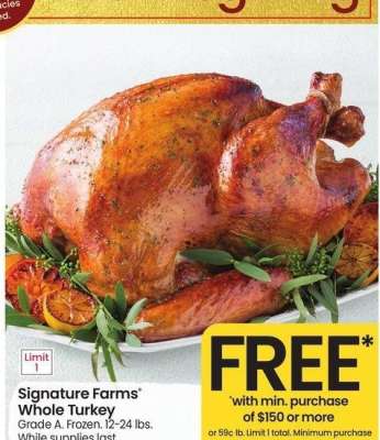 Signature Farms® Whole Turkey - Grade A. Frozen. 12-24 lbs.