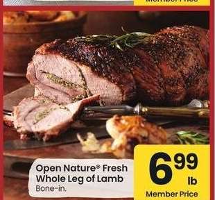 Open Nature® Fresh Whole Leg of Lamb - Bone - in.