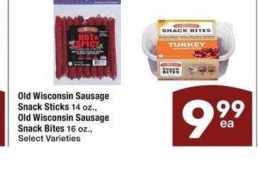 Old Wisconsin Sausage Snack Sticks 14 oz., Old Wisconsin Sausage Snack Bites 16 oz. - Select Varieties