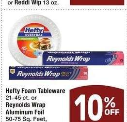 Hefty Foam Tableware 21-45 ct. or Reynolds Wrap Aluminum Foil 50-75 Sq. Feet - Select Varieties