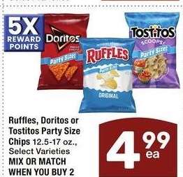 Ruffles, Doritos or Tostitos Party Size Chips - 12.5-17 oz., Select Varieties MIX OR MATCH