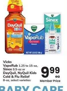 Vicks VapoRub 1.25 to 15-oz, Sinex 0.5-oz or DayQuil, NyQuil Kids Cold & Flu Relief 8-oz - select varieties