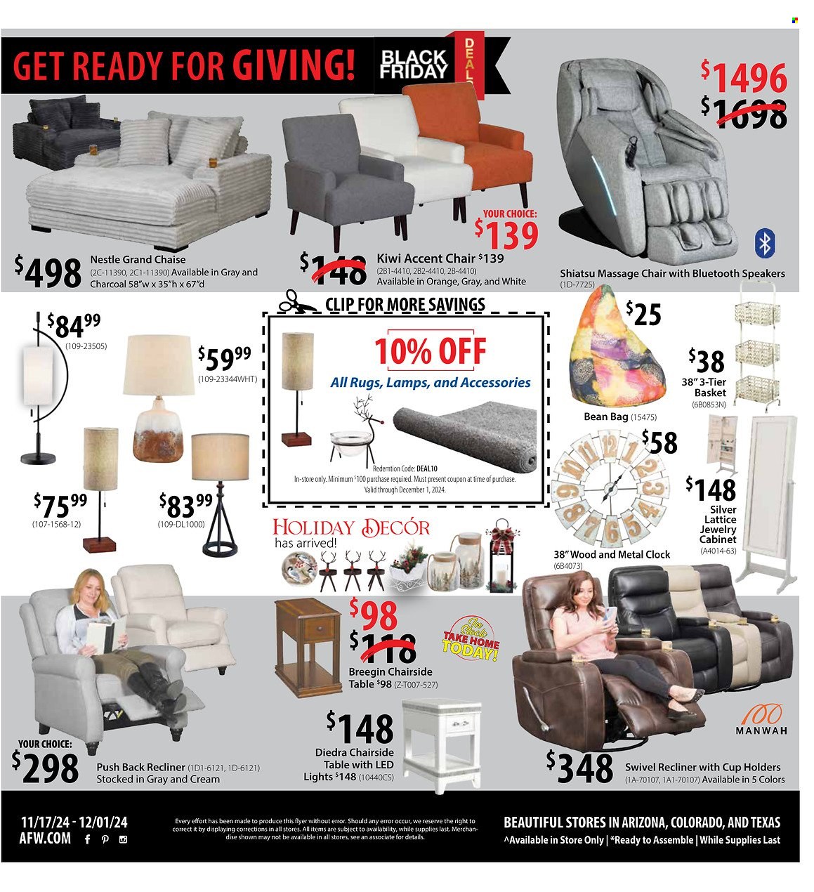 American Furniture Warehouse ad - 11/17/2024 - 12/01/2024. Page 1