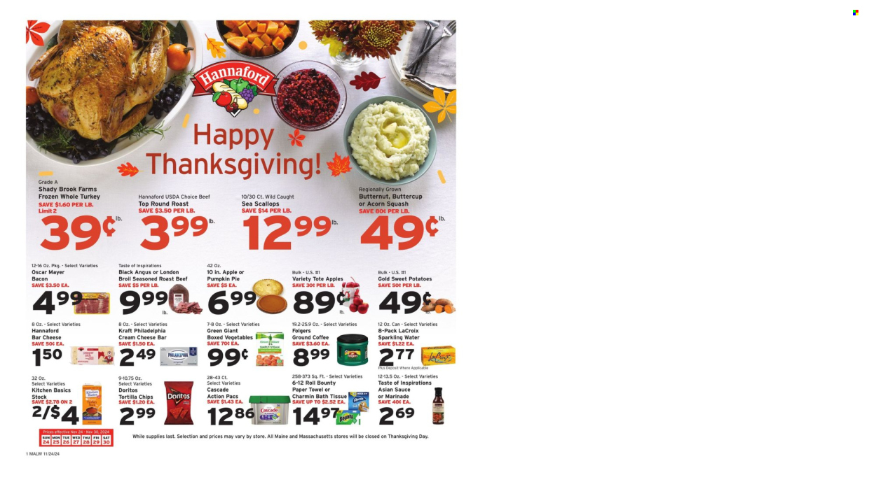 Hannaford ad - 11/24/2024 - 11/30/2024. Page 1