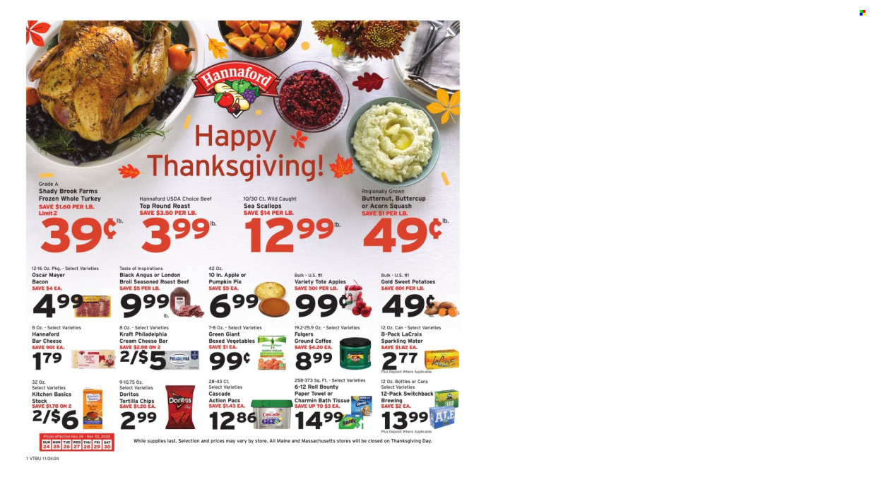 Hannaford ad - 11/24/2024 - 11/30/2024. Page 1