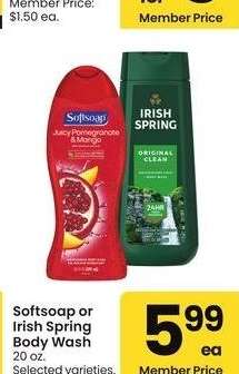 Softsoap or Irish Spring Body Wash - 20 oz. Selected varieties.