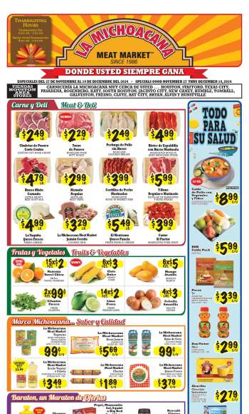 La Michoacana Meat Market Flyer - 11/27/2024 - 12/10/2024.