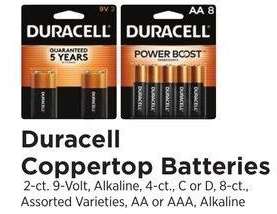 Coppertop Batteries - 2-ct. 9-Volt, Alkaline, 4-ct., C or D, 8-ct., Assorted Varieties, AA or AAA, Alkaline