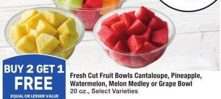 Fresh Cut Fruit Bowls Cantaloupe, Pineapple, Watermelon, Melon Medley or Grape Bowl - 20 oz., Select Varieties