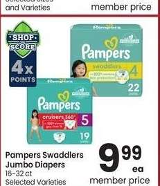 Pampers Swaddlers Jumbo Diapers - 16-32 ct Selected Varieties