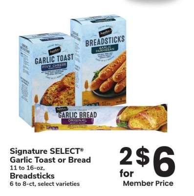 Signature SELECT® Garlic Toast or Bread 11 to 16-oz, Breadsticks 6 to 8-ct - select varieties